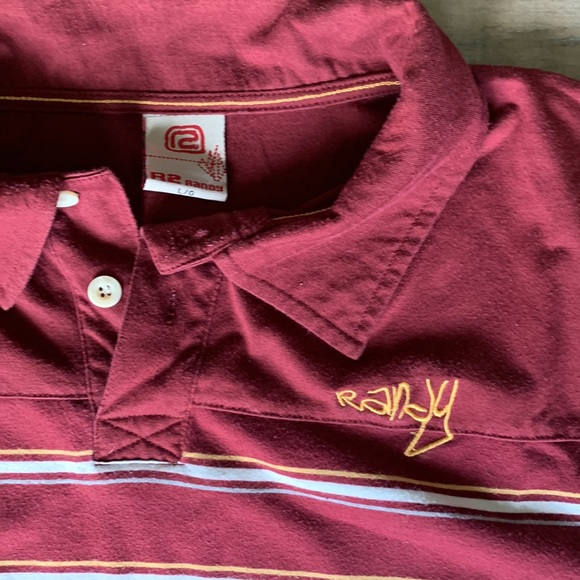 Men’s Burgundy Striped Polo - Picture 2 of 4